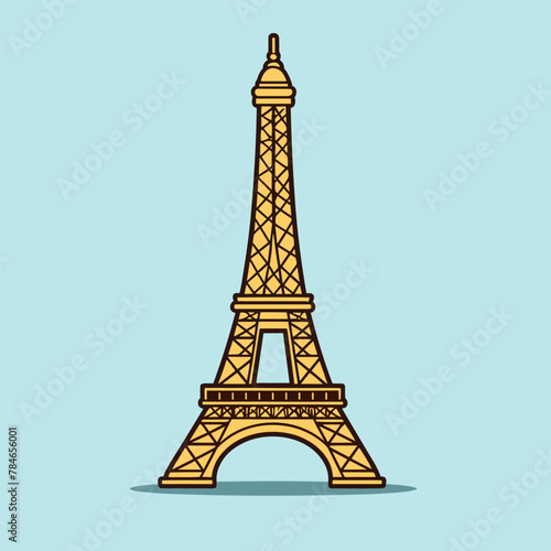 Eiffel tower hand-drawn comic illustration. Eiffel tower. Vector doodle style cartoon illustration