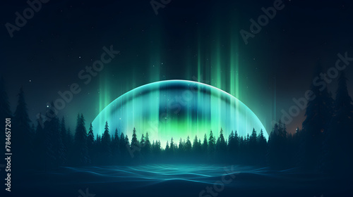 Northern lights winter icon 3d