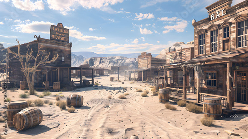 The Panoramic View of Desolate Ghost Town Amidst Nevada's Vast Desert Landscape