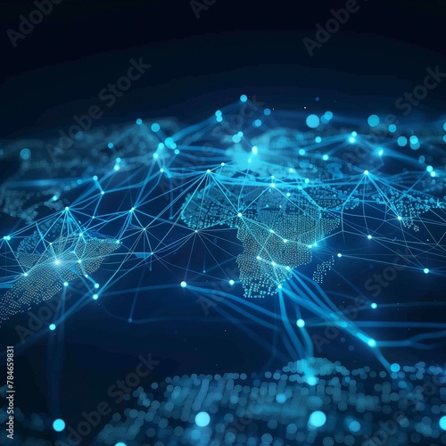 An abstract digital map.The concept of a global network and data exchange