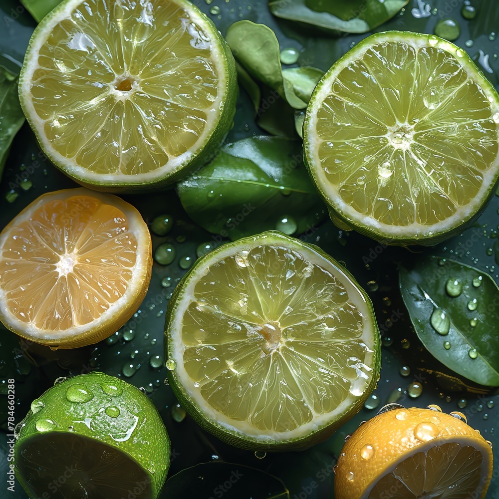Fruit background with fresh lime fruits with leaves. Fruit background with fresh lime fruits with leaves.