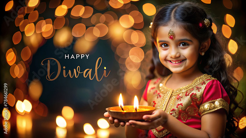 Cute girl enjoying Diwali Festival