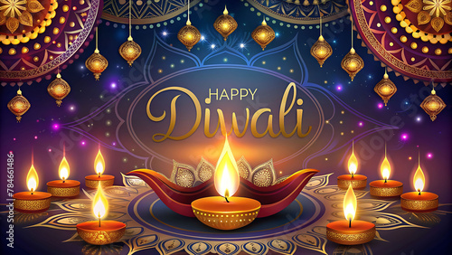 Happy Diwali wishes greeting card design 