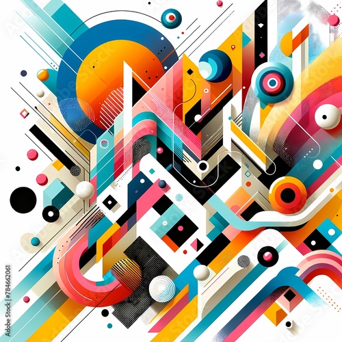 abstract art graphic design line art and color. Generative ai illustrations. 