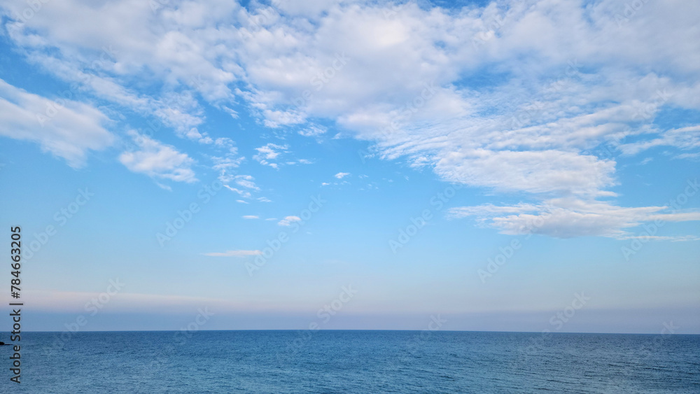Cloudy sky over Mediterranean Sea in Mersin in the afternoon of an april day