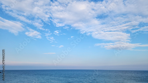 Cloudy sky over Mediterranean Sea in Mersin in the afternoon of an april day