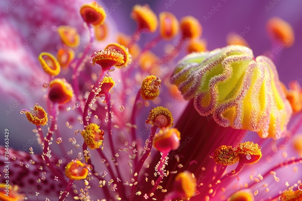 Macro of colorful and uniquely shaped pollen of flowers Macro of colorful and uniquely shaped pollen of flowers