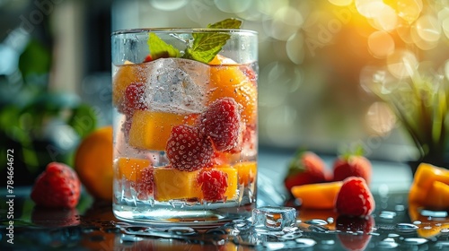 Fruit-Filled Glass on Table