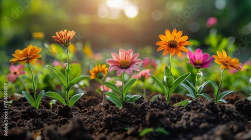 Vibrant Garden Filled With Colorful Flowers