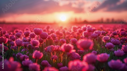 Field of Flowers at Sunset