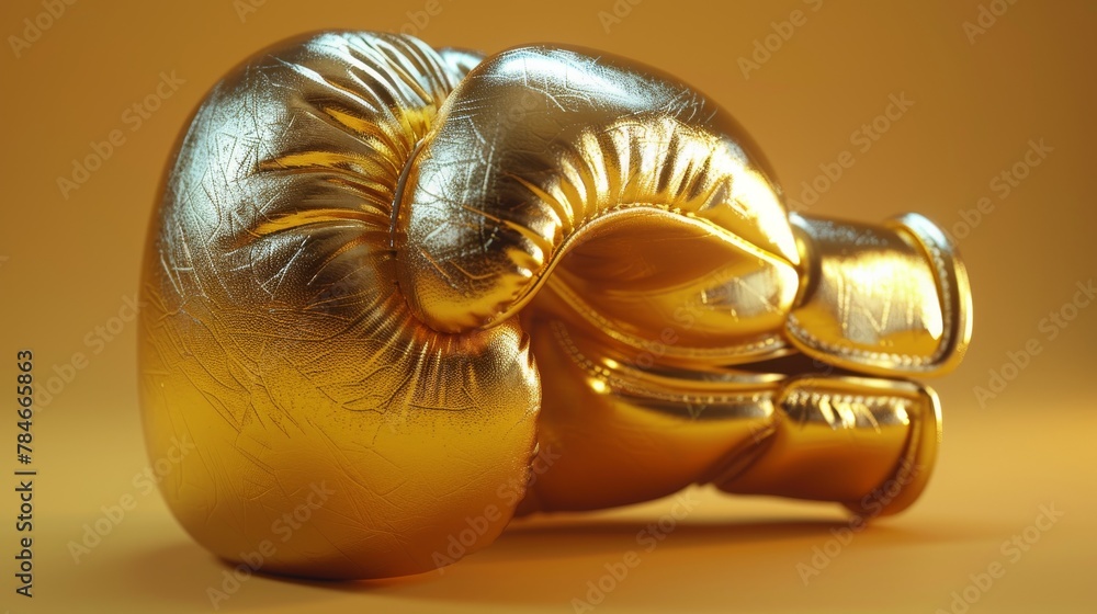 Boxing glove on yellow color background.