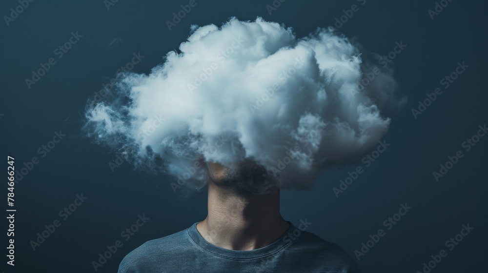 Person with cloud for head background wallpaper concept Person with cloud for head background wallpaper concept