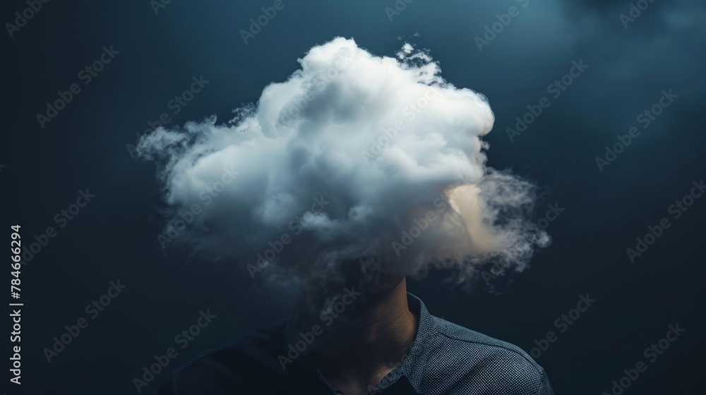 Person with cloud for head background wallpaper concept Person with cloud for head background wallpaper concept