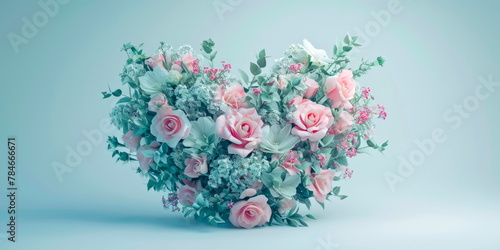 beautiful heart shape flower arrangement reminiscent of the essence of love and Valentine's Day,Generative AI