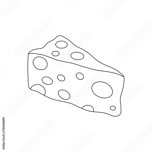 Hand drawn Kids drawing cartoon Vector illustration cheese wedge icon Isolated on White