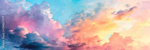 watercolor sky,dreamy background with watercolor sky in soft pastel colors. Generative AI © Лилия Захарчук