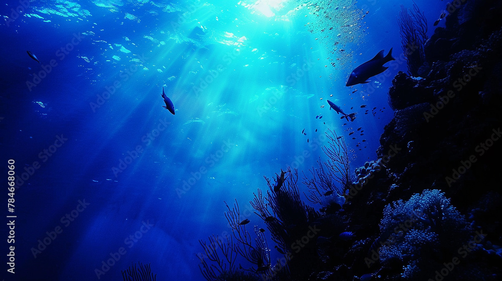 Fototapeta premium World Ocean day. Underwater Serenity with Marine Life