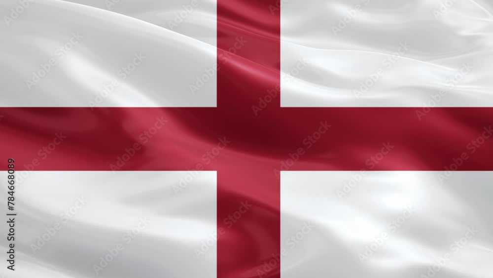 National flag of England waving in the wind. Continuous looping animation of the flag of England. Closeup of the flag of England. National flag of England waving in the wind. Continuous looping animation of the flag of England. Closeup of the flag of England.