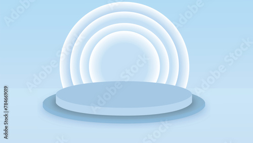 Sales podium, blue stage to showcase your products in studio and display in showroom