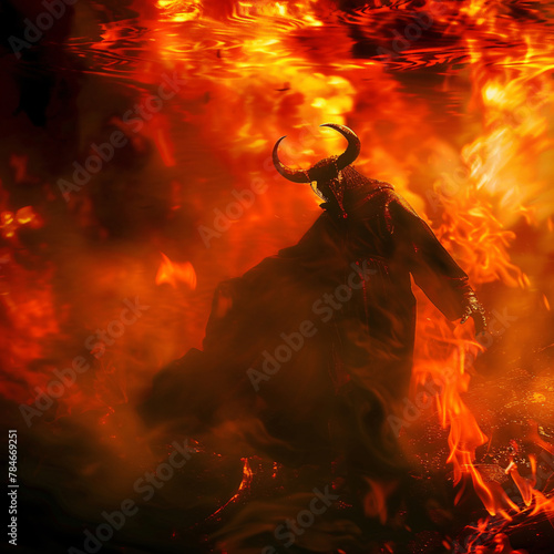 fantasy creature in burning fire 