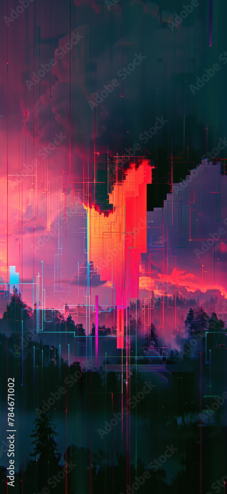 Surreal Glitchscape Wallpaper Background Disto, Amazing and simple wallpaper, for mobile