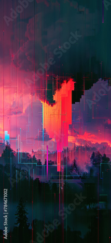 Surreal Glitchscape Wallpaper Background Disto  Amazing and simple wallpaper  for mobile