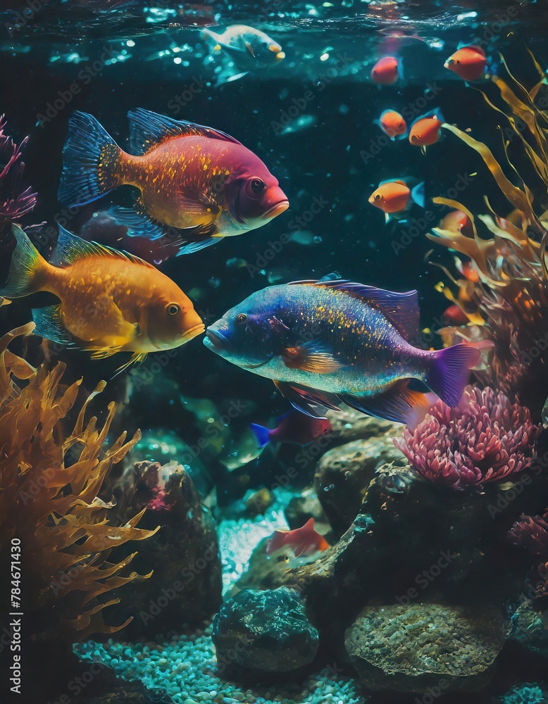 Obraz premium Aquarium full of colorful fish