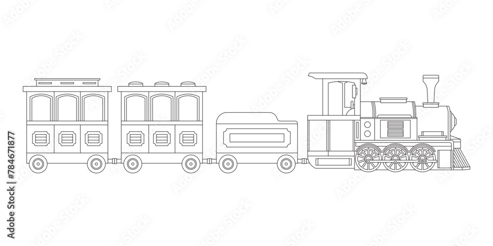 Hand drawn Kids drawing cartoon Vector illustration steam train icon Isolated on White