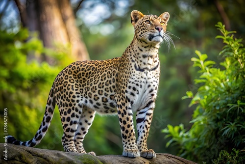 full body leopard looking up. photo