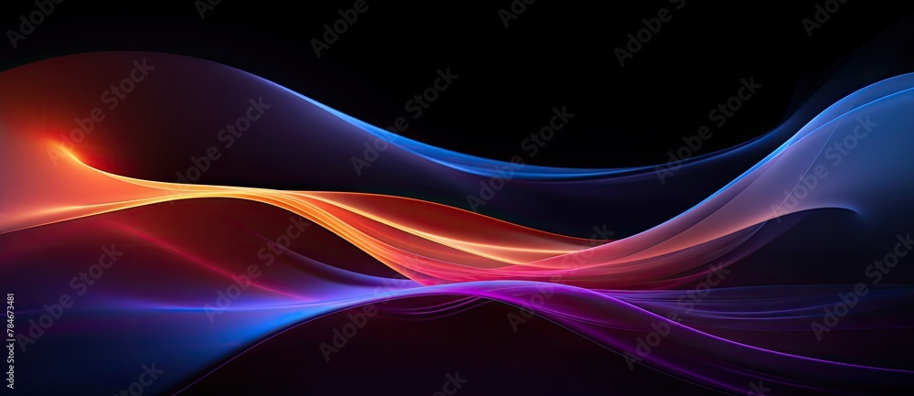 Abstract blue and red waves on black background. 3d rendering, 3d illustration. Abstract blue and red waves on black background. 3d rendering, 3d illustration.