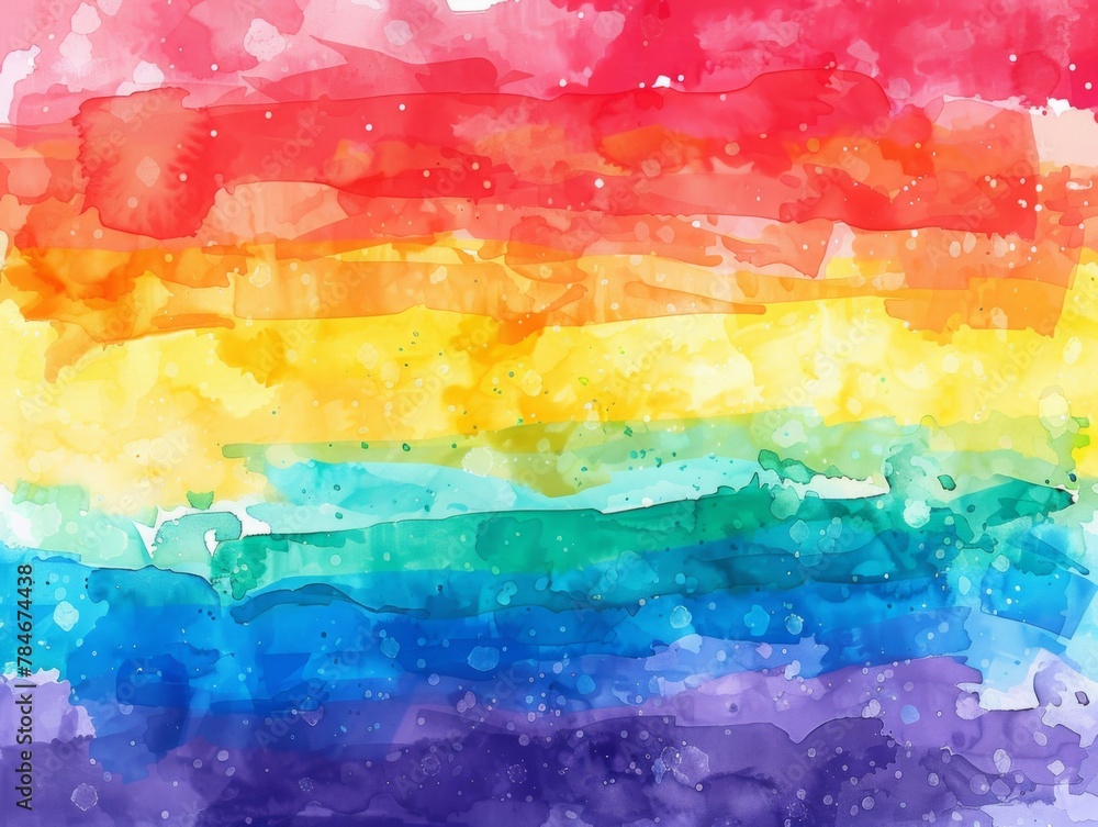 Rainbow flag watercolor background.LGBT Pride month texture concept.
