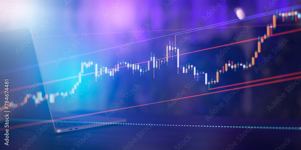 Technical analysis on the monitor of a computer. Fundamental and technical analysis concept. Technical analysis on the monitor of a computer. Fundamental and technical analysis concept.