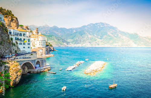 Amalfi summer coast and clear Tyrrhenian sea, Italy photo