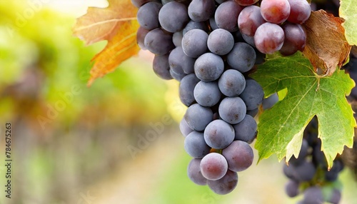  bunches of ripe red wine grapes on vine
