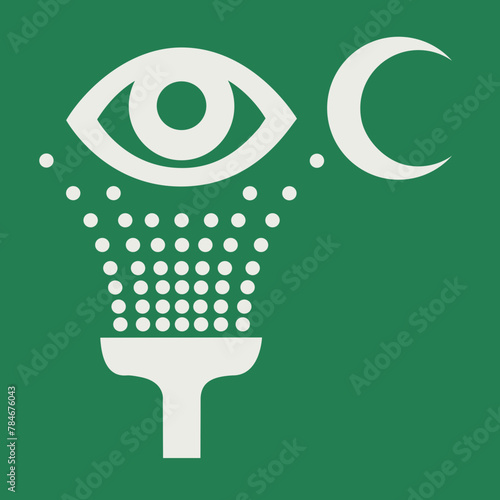 SAFETY CONDITION SIGN PICTOGRAM, EYEWASH STATION WITH CRESCENT MOON, ISO 7010 – E011 - SVG