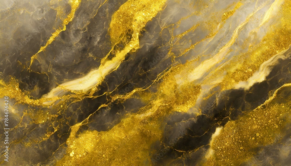 Fototapeta premium Golden Fluidity: Abstract Black Marble Background with Liquid Gold Design - Contemporary Luxury Wallpaper