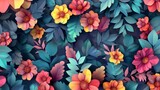 Paper florals with a dark blue-green foliage - A dark moody background sets off the warm tones of the orange and red paper florals, creating a captivating contrast