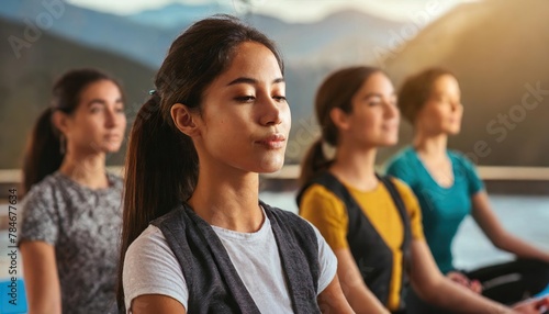 People practicing yoga