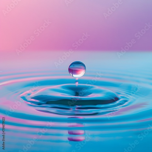 Sapphire Serenity: Crystal Clear Water Droplet in Deep Blue