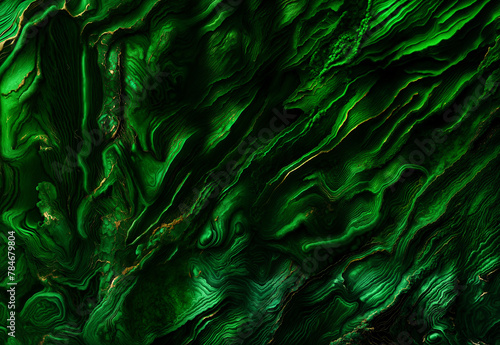 Abstract background with green stone and golden lines. Background and textures.