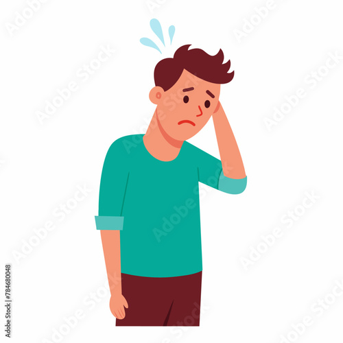 Agitated, restless, a person in a state of stress, confusion. A nervous, shy, preoccupied person with a face full of fear, emotions of excitement