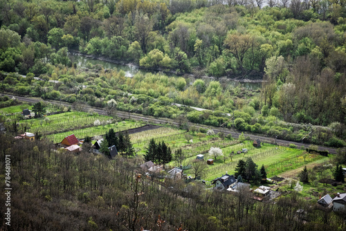 Rural landscape and Danube river from Burda mountain, Slovakia