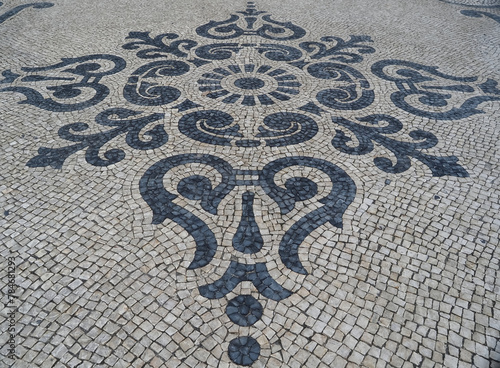 artistic Portuguese paving with ornamental patterns