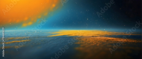 A breathtaking panorama of a simulated sunset on the horizon transitioning into a starry night sky, evoking wonder