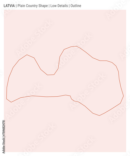 Latvia plain country map. Low Details. Outline style. Shape of Latvia. Vector illustration.
