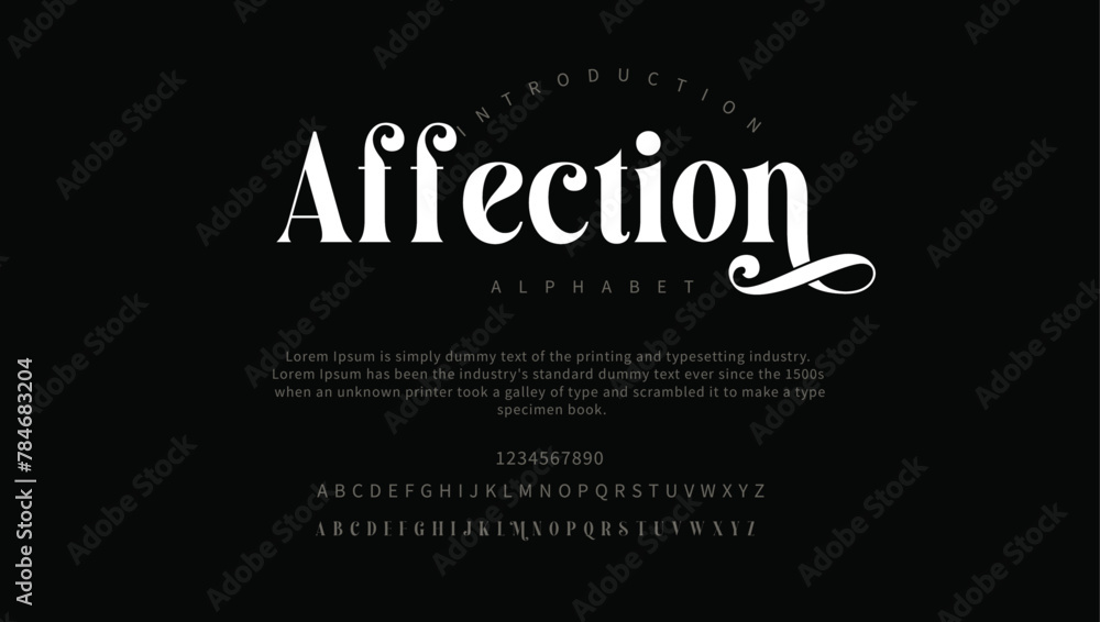 Affection premium luxury elegant alphabet letters and numbers. Elegant ...