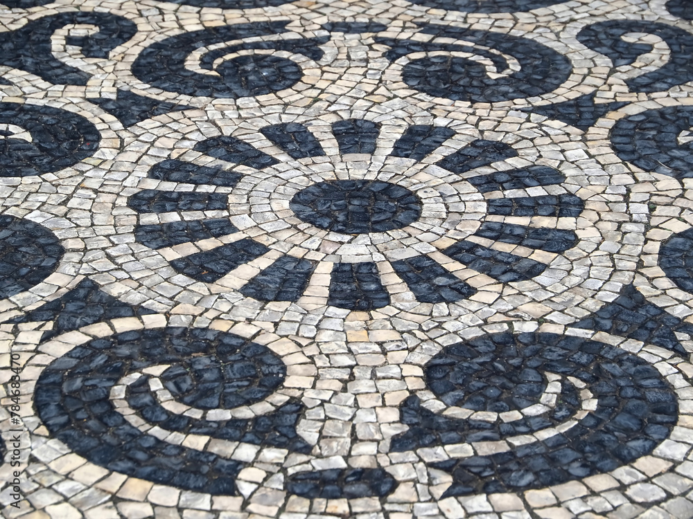 artistic Portuguese paving with ornamental patterns