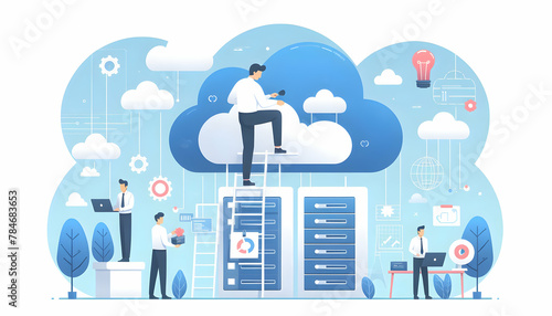 Cloud Computing: A Vector Illustration of Innovation in Enterprise Solutions Design