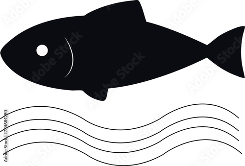 Fish icon black silhouette. Fisheries logo symbol