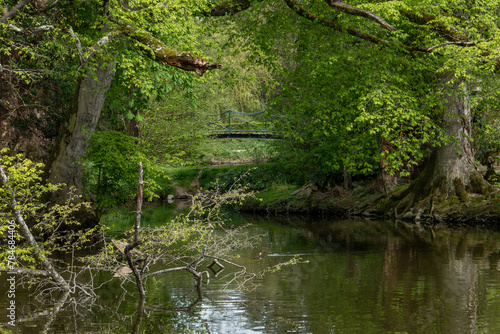 paysage bucolique  petit pont sur un cours d eau